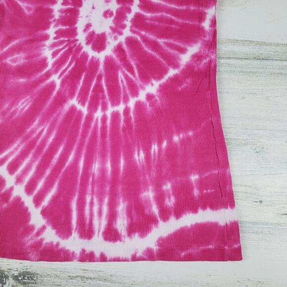 NWOT Point Sportswear Ribbed Tie Dye Pink Fuchsia Spiral Tank Top Size Medium - Picture 3 of 8